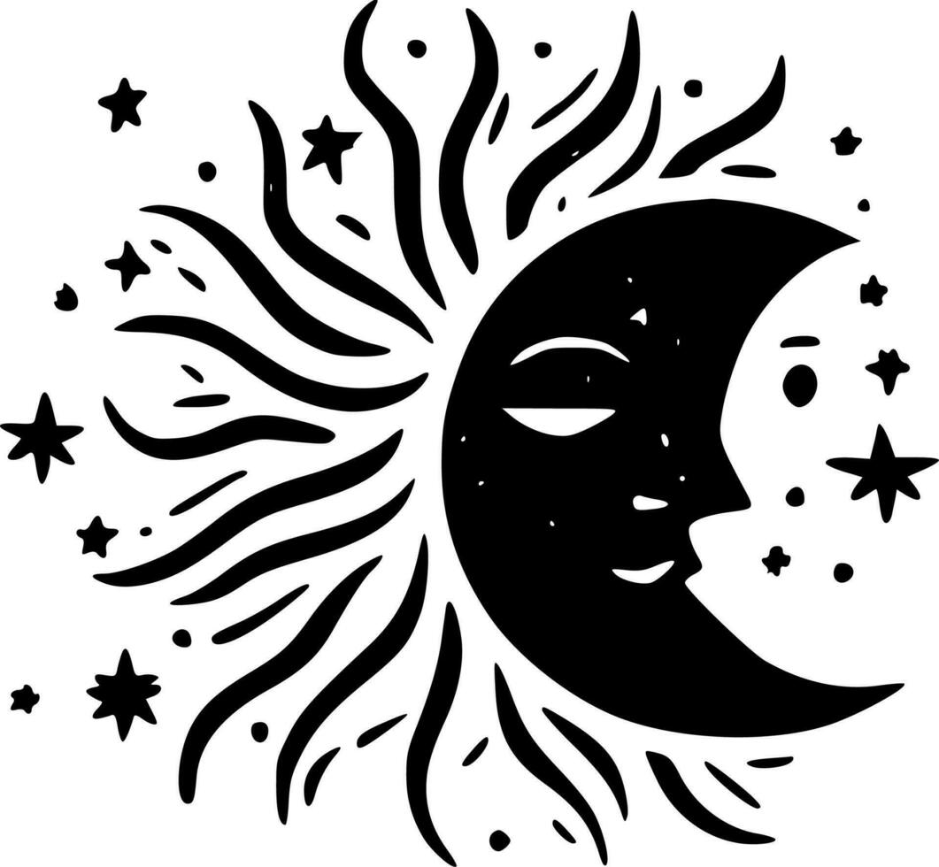 Celestial, Black and White Vector illustration