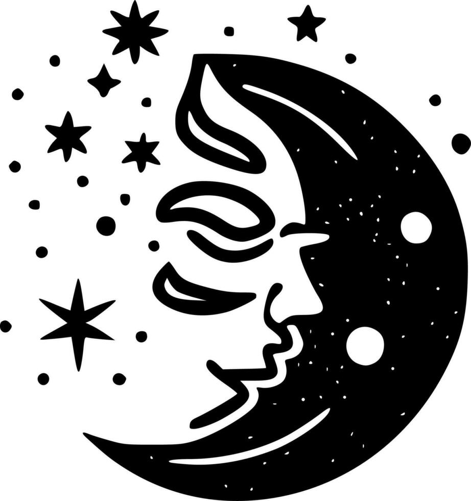 Celestial, Black and White Vector illustration