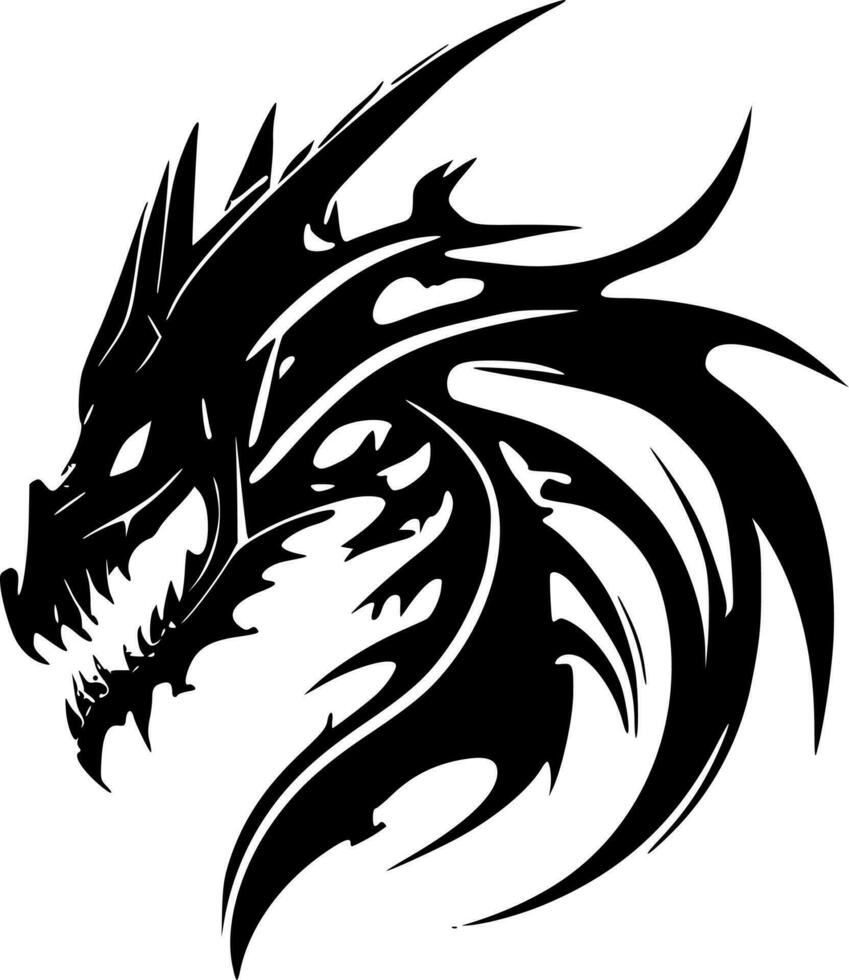 Dragons - Black and White Isolated Icon - Vector illustration