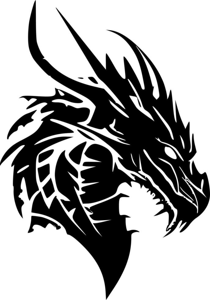 dragones, negro y blanco vector ilustración