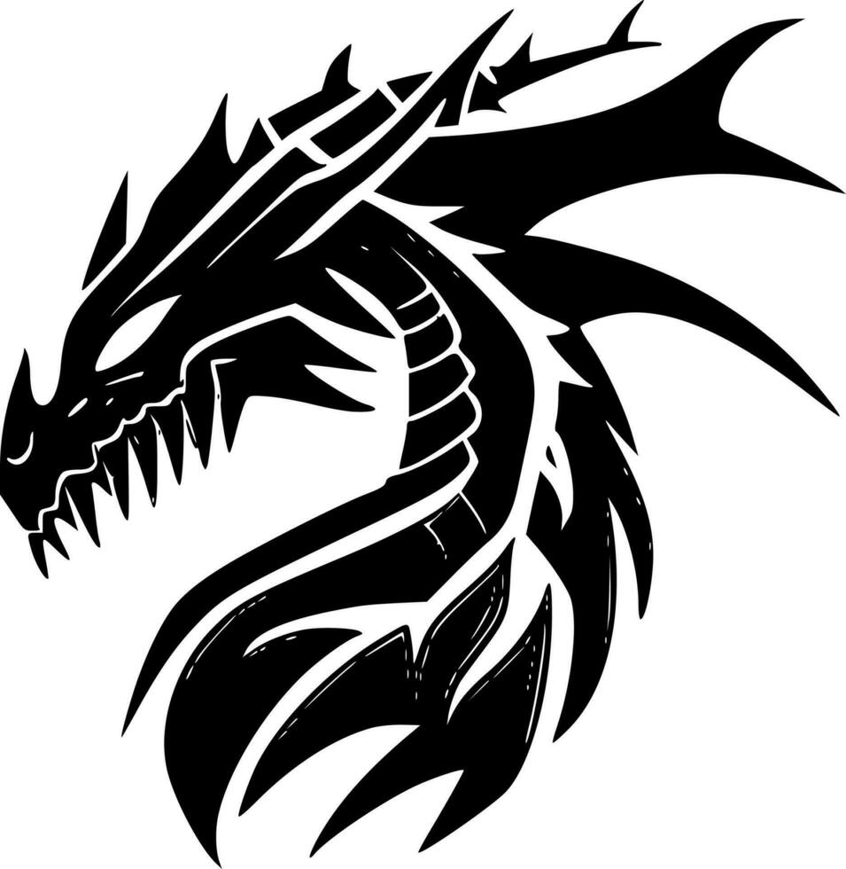 Dragons, Minimalist and Simple Silhouette - Vector illustration