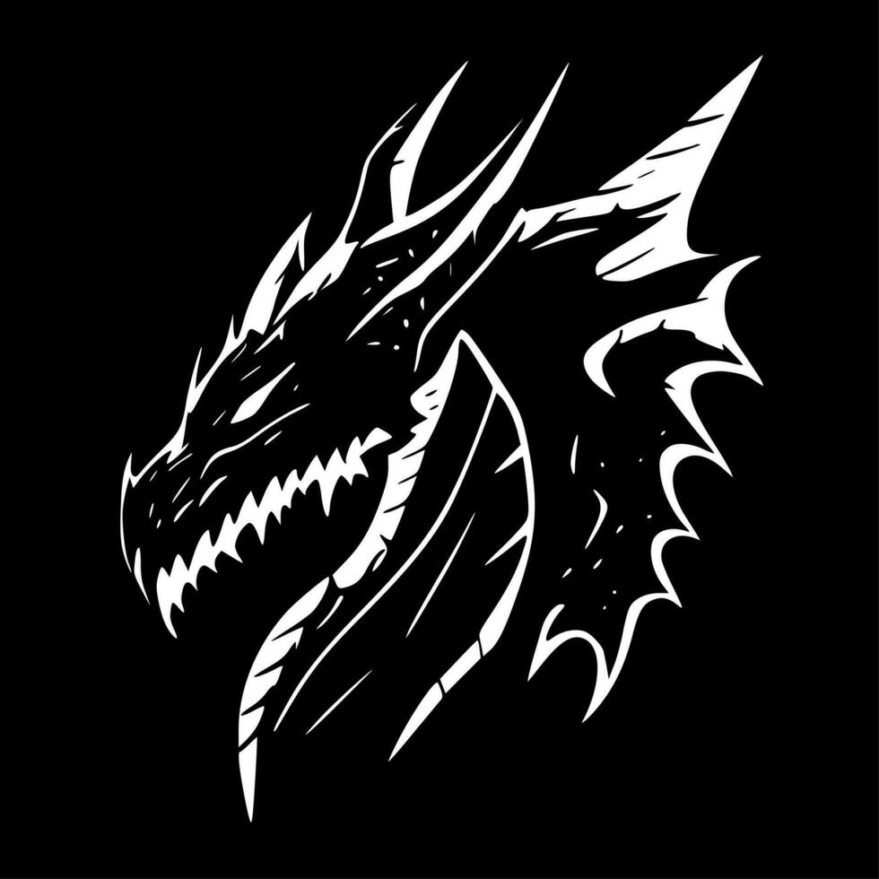 Dragons, Black and White Vector illustration