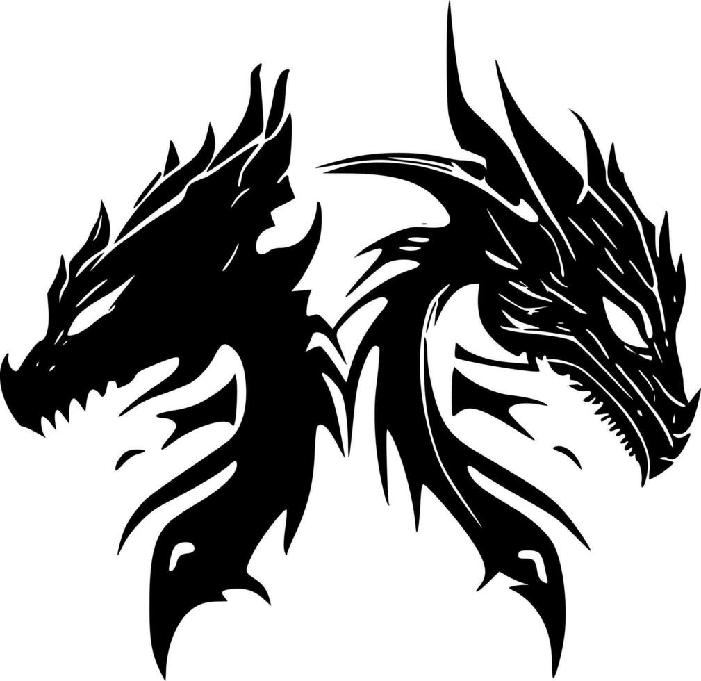 Dragons, Minimalist and Simple Silhouette - Vector illustration