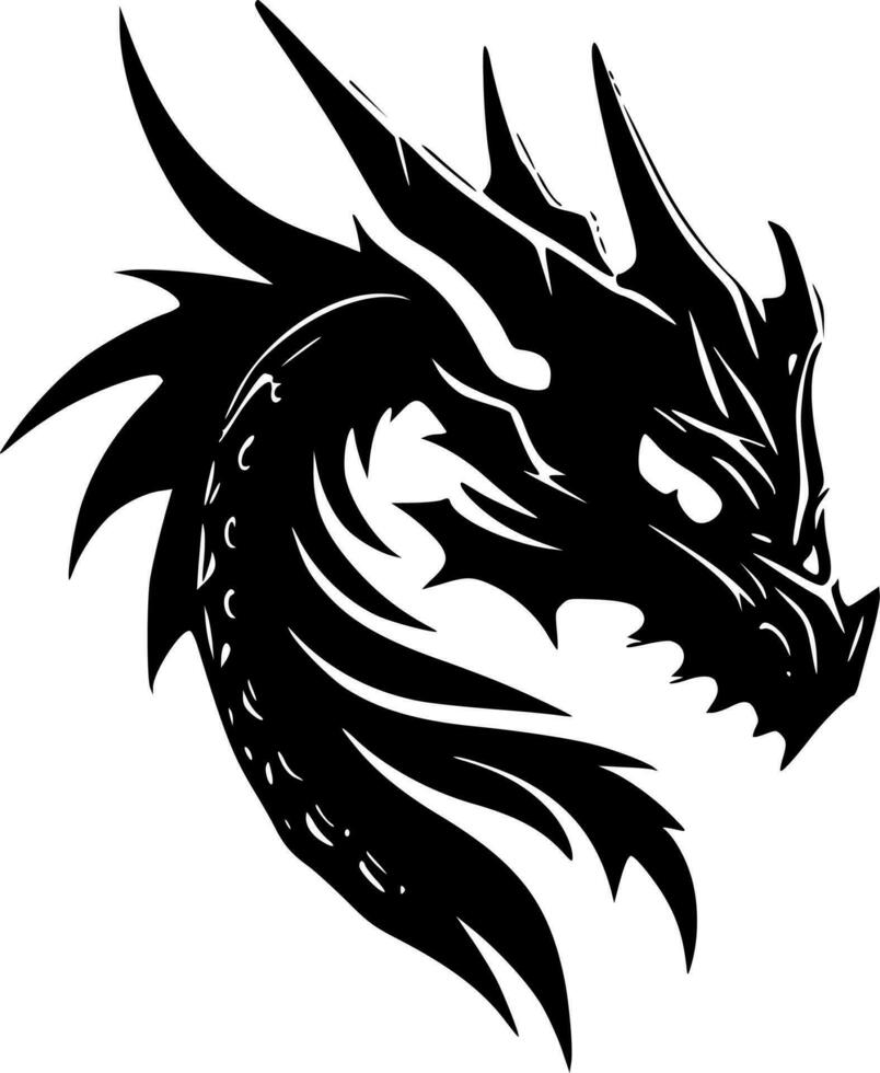 Dragons - Black and White Isolated Icon - Vector illustration