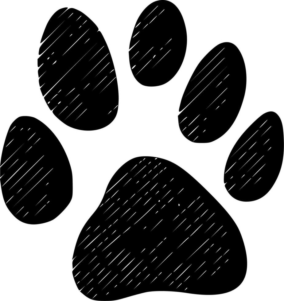 Paw, Black and White Vector illustration
