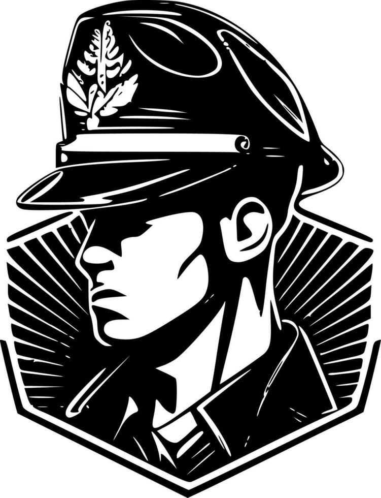 Police, Black and White Vector illustration
