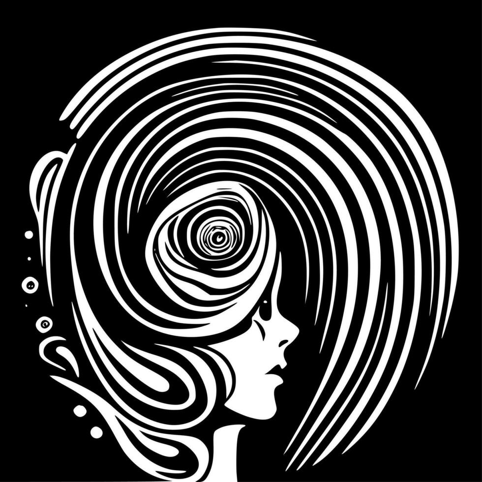 Psychedelic, Black and White Vector illustration