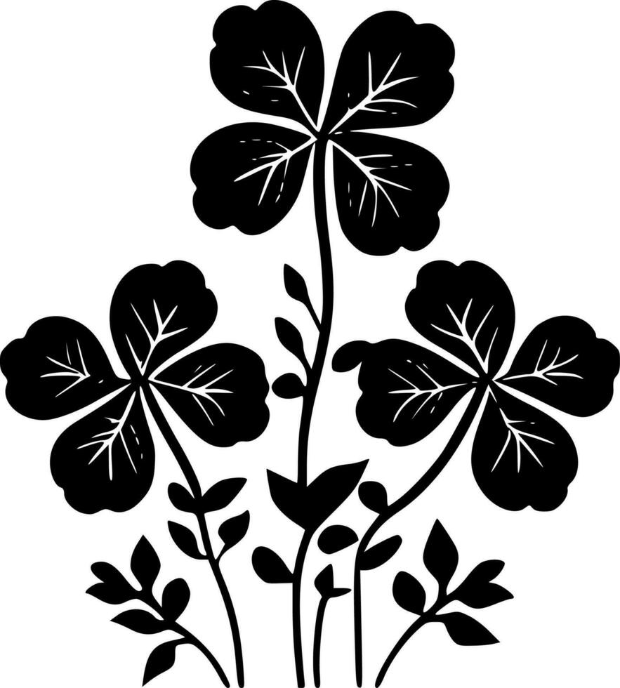 Shamrocks - Black and White Isolated Icon - Vector illustration