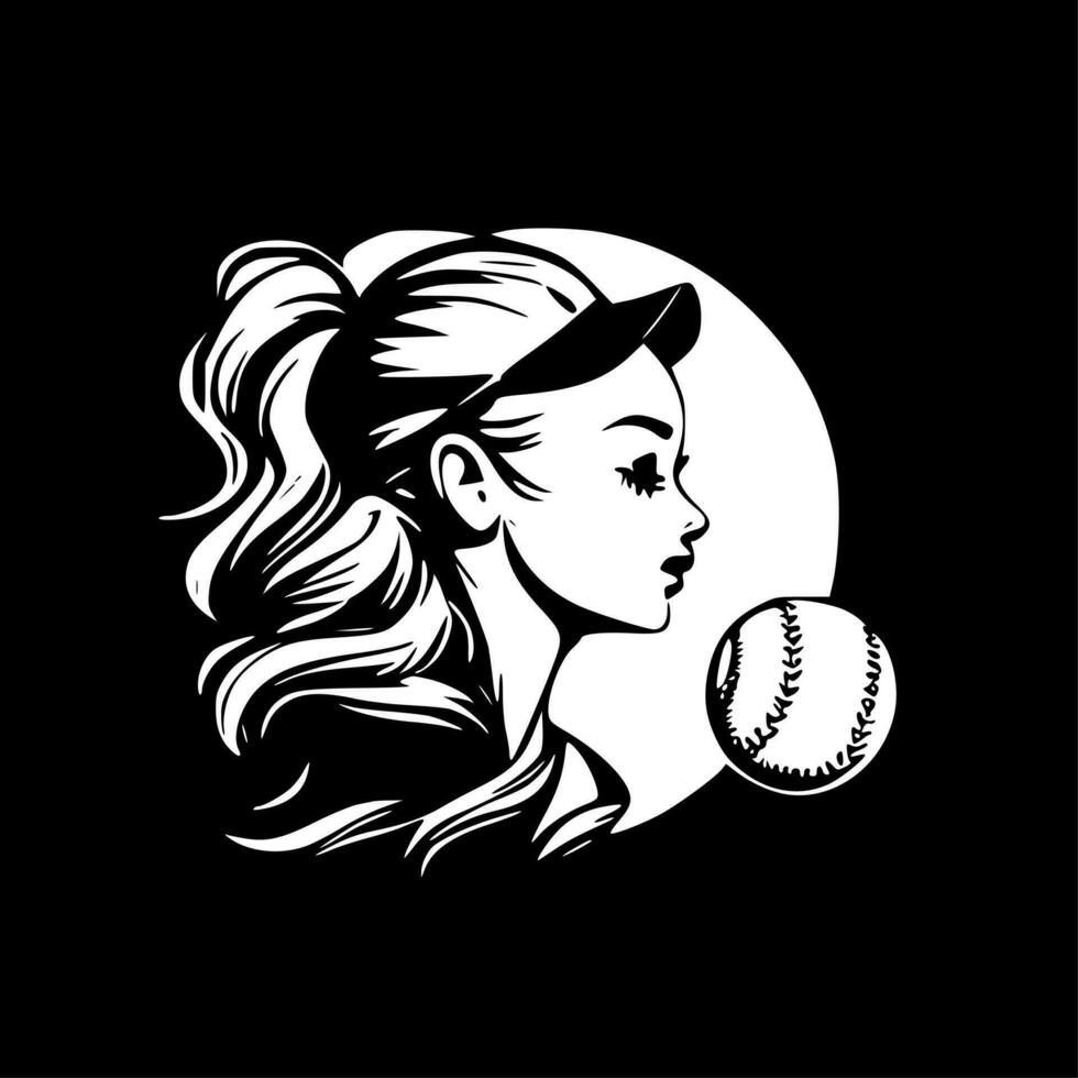 Softball, Minimalist and Simple Silhouette - Vector illustration