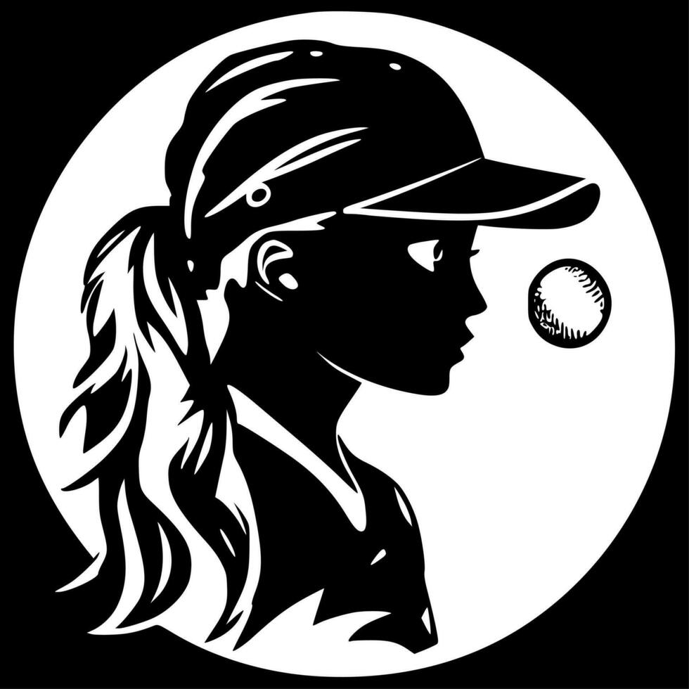 Softball, Black and White Vector illustration