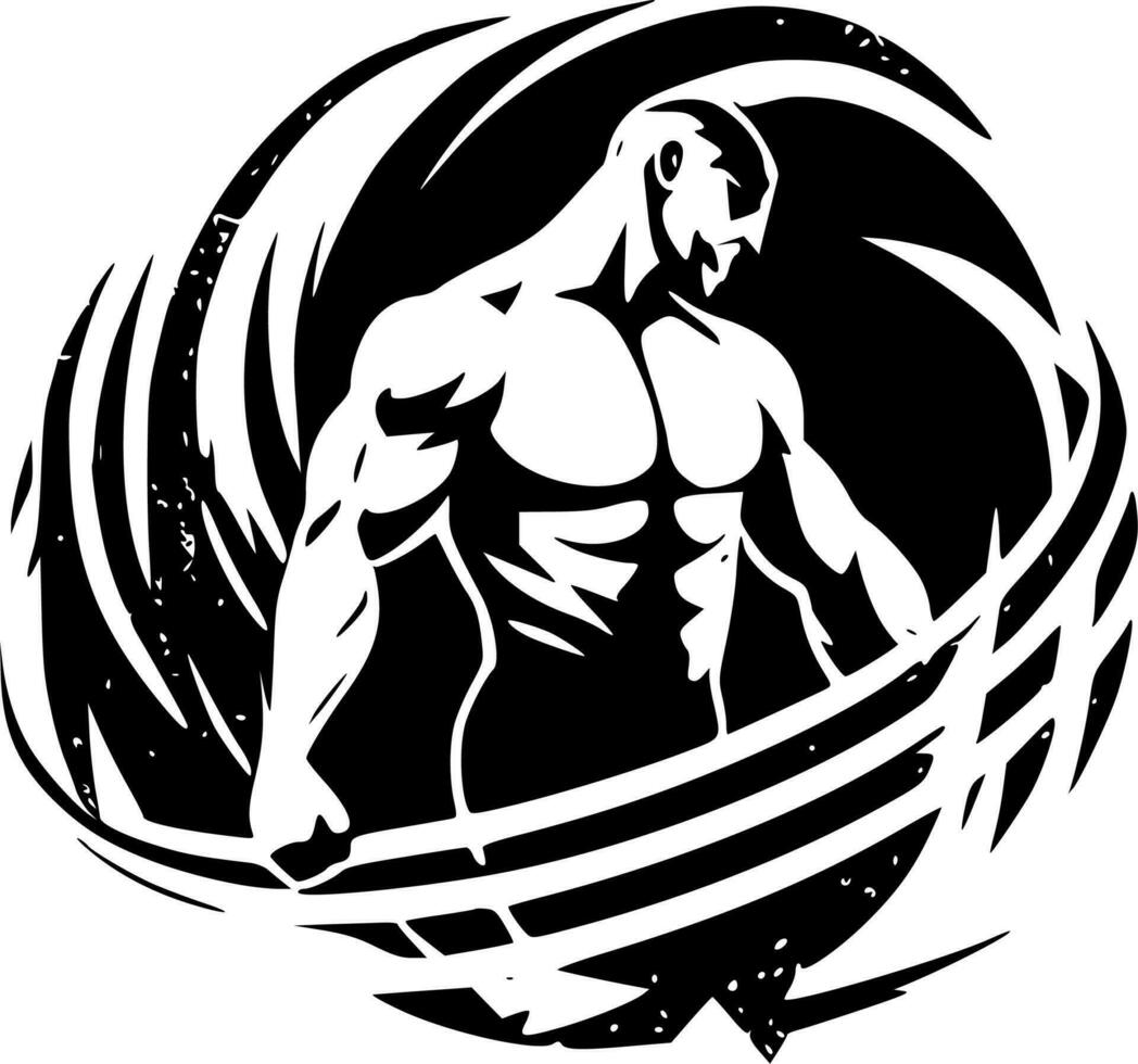 Wrestling - Black and White Isolated Icon - Vector illustration