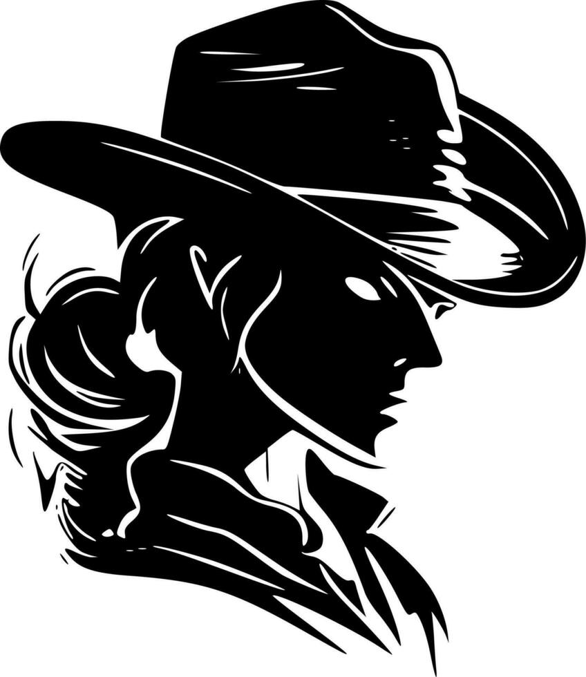 Cowgirl, Minimalist and Simple Silhouette - Vector illustration