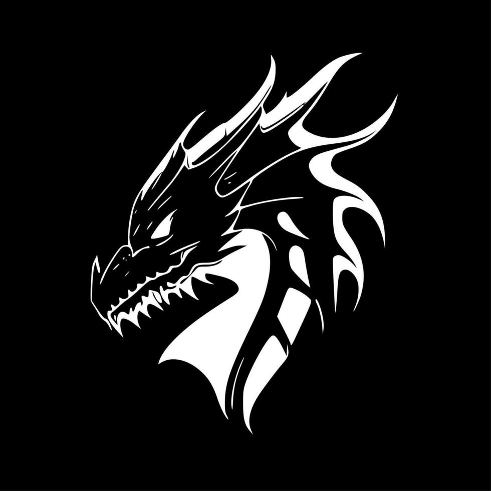 Dragons, Black and White Vector illustration