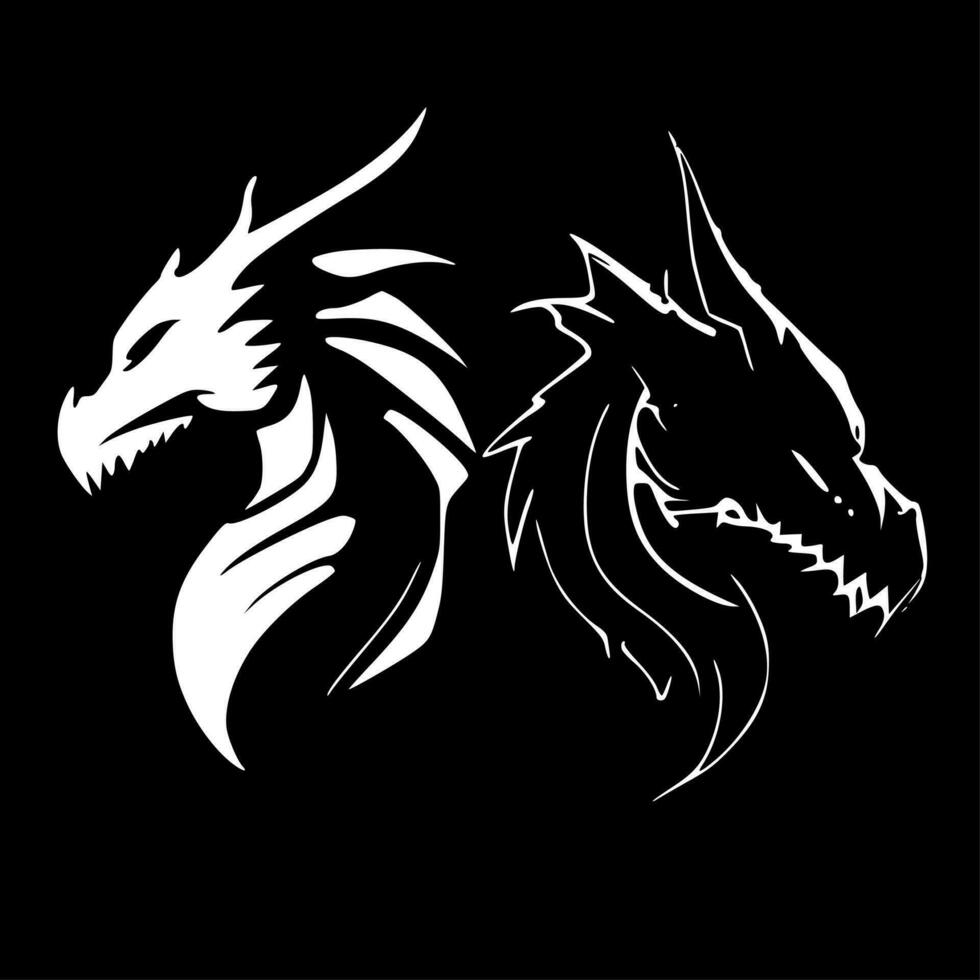 dragones - minimalista y plano logo - vector ilustración