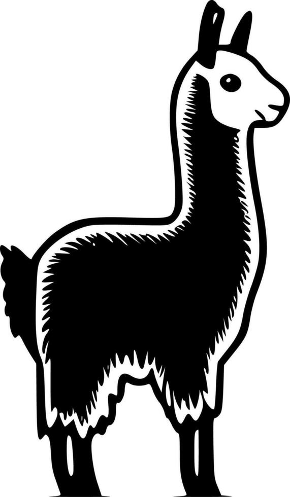 Llama, Black and White Vector illustration