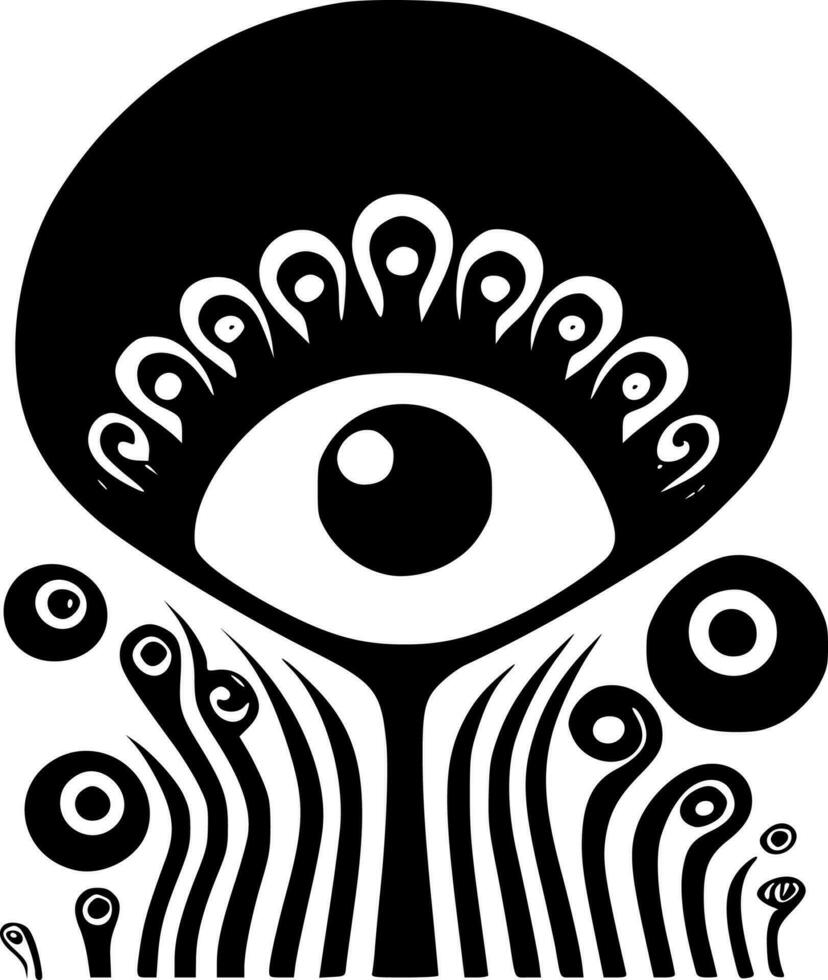 Psychedelic, Black and White Vector illustration