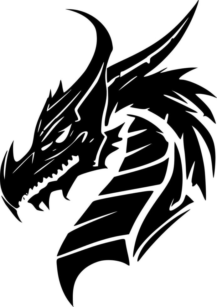 dragones - negro y blanco aislado icono - vector ilustración