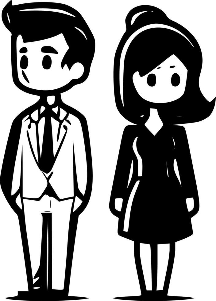 parejas, negro y blanco vector ilustración