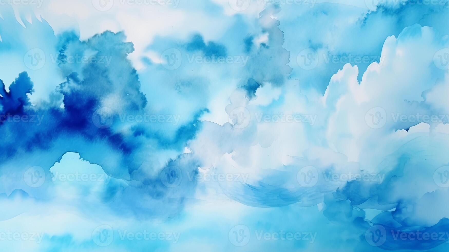 Inquisitively Watercolor shades cloudy and defocused Cloudy Blue Sky Establishment. Illustration, photo