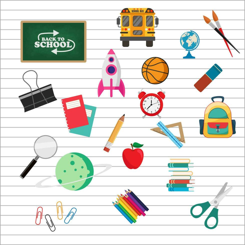 moderno colegio antecedentes. espalda a escuela colegio autobús. vector