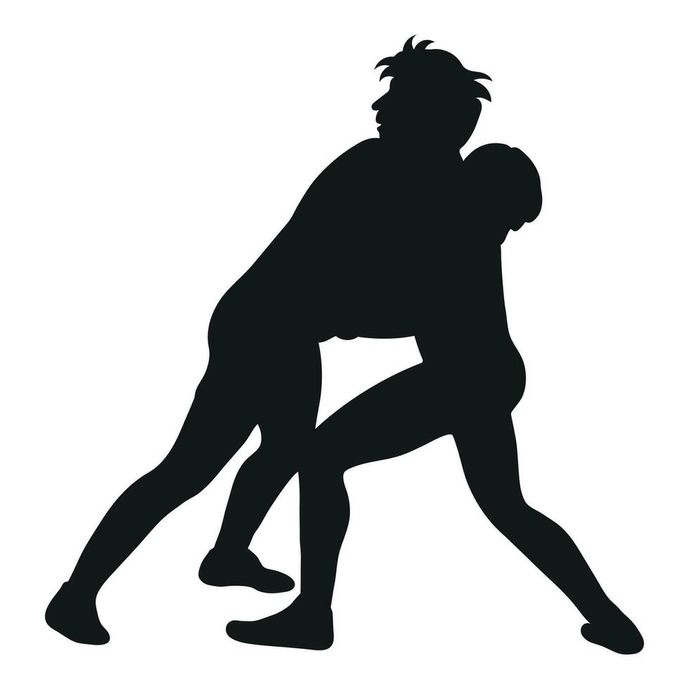 vector negro silueta de un luchador. lucha, duelo, luchar, lucha, combatiendo greco romano, estilo libre, colegial, escolar, aficionado lucha