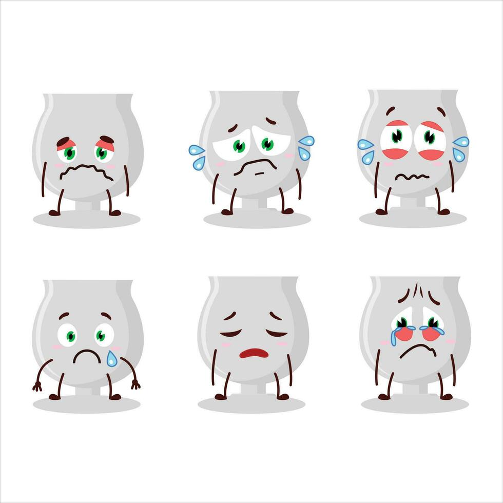 Silver trophy cartoon character with sad expression vector