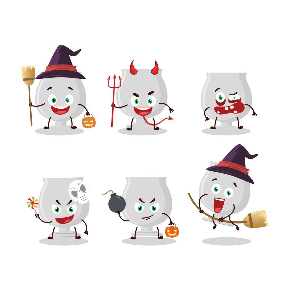 Halloween expression emoticons with cartoon character of silver trophy vector