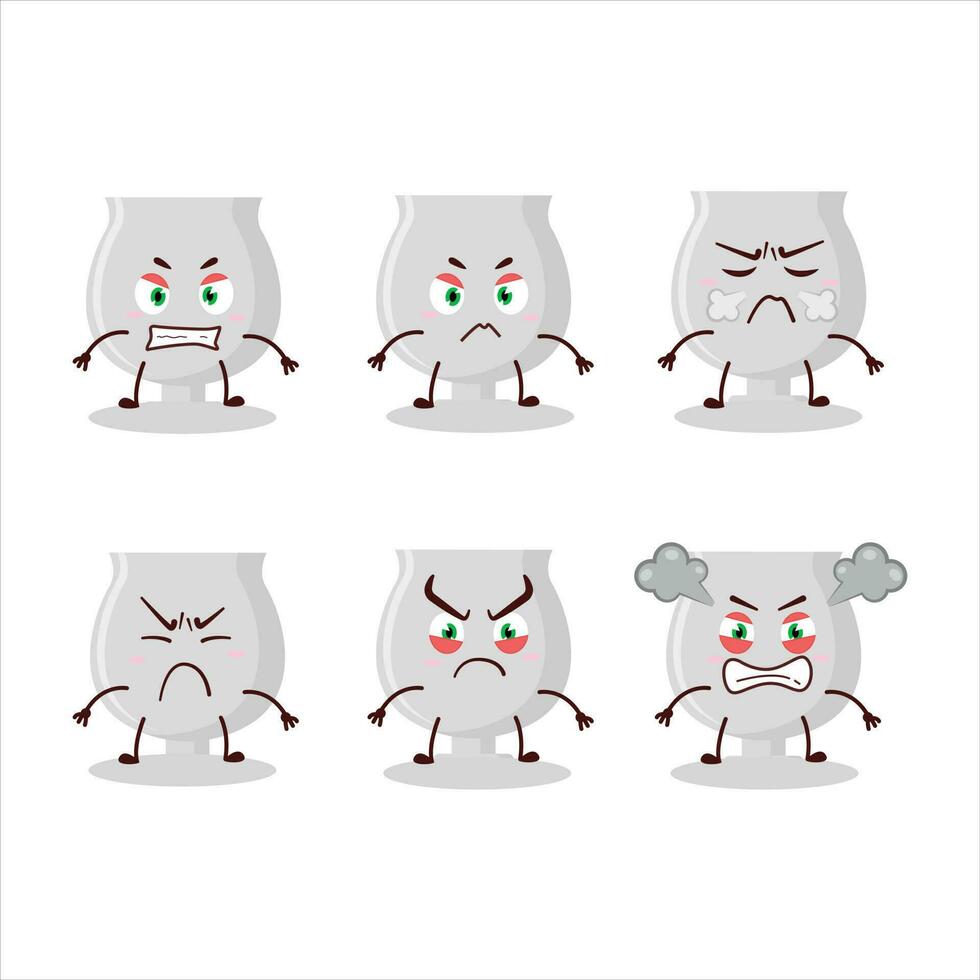 Silver trophy cartoon character with various angry expressions vector