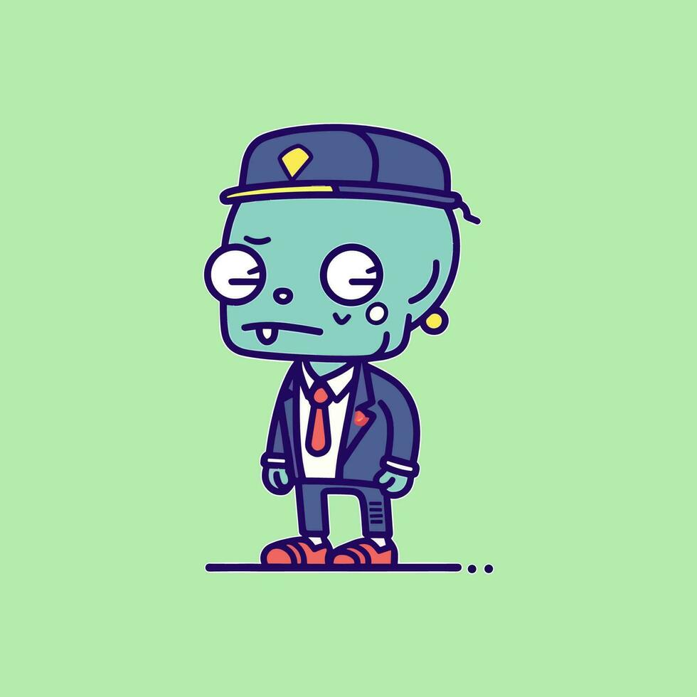 A cartoon zombie with a mischievous grin and an appetite for destructio vector