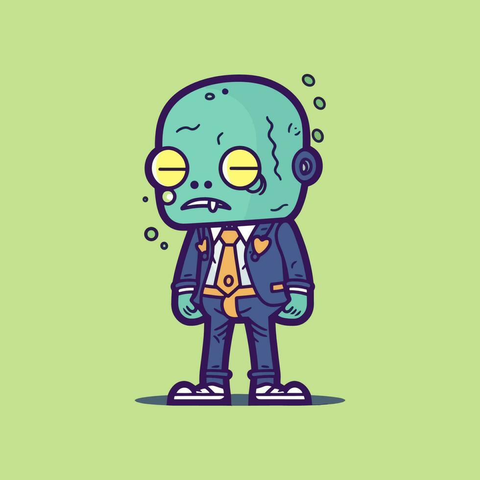 A cartoon zombie with a mischievous grin and an appetite for destructio vector
