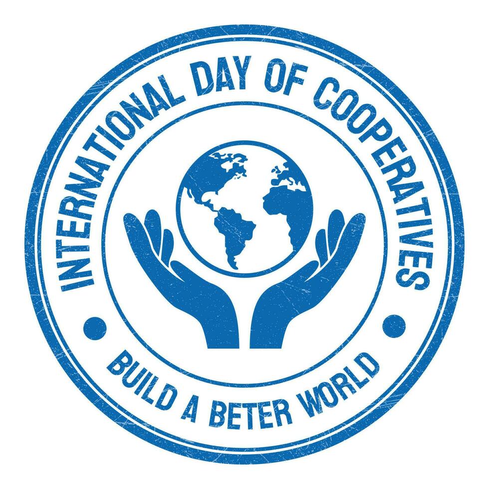 International Day of Cooperatives Design, Build a Beter World Badge, Campaign, Banner, Logo, Seal, Emblem, Stamp, Emblem, Tshirt, Poster, Greeting Card Vector Illustration