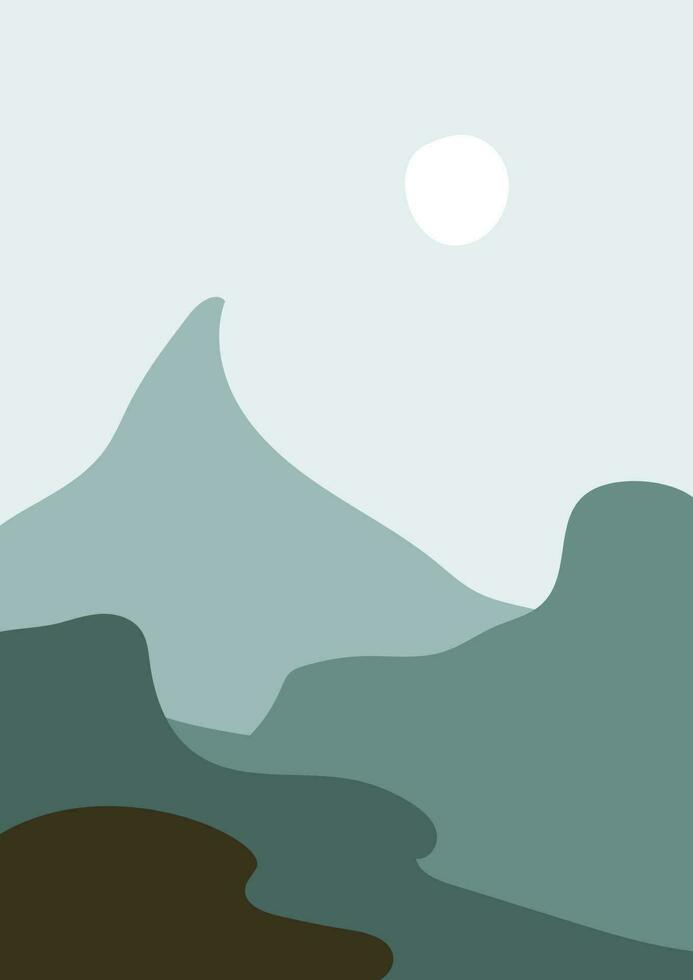 Minimalist vector. Neutral colors abstract art, rainbow, sun, minimal landscape, Nountains, desert vector illustration forest and mountain.