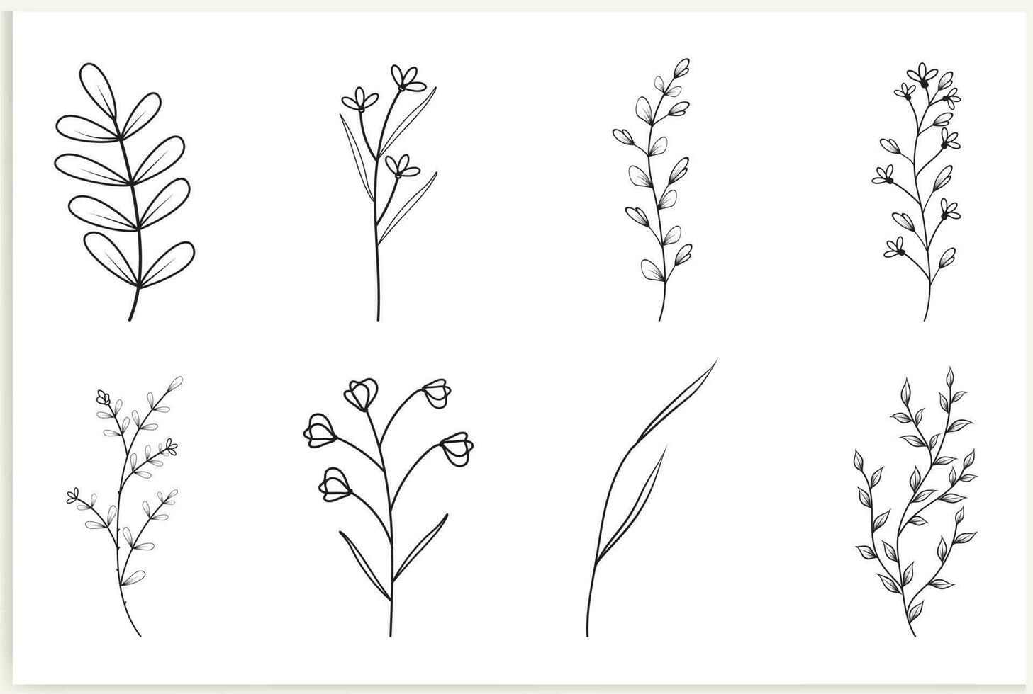 conjunto de vector Clásico floral elementos dibujados a mano linda línea Arte. elementos flores, sucursales, caracteres decorativos, y florece