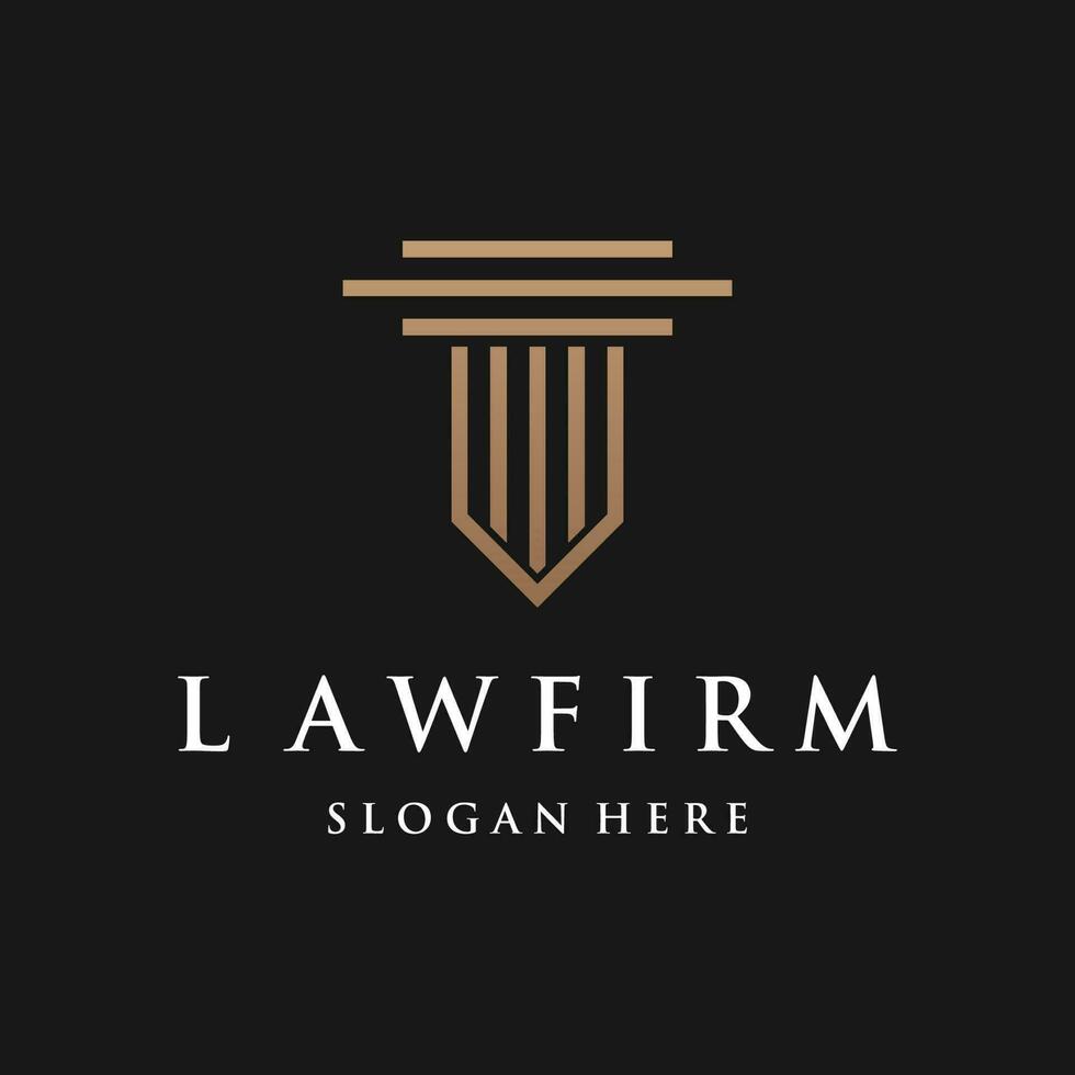 Law firm and attorney Logo.Justice template with pillar, sword and scales concept.Vector illustration. vector