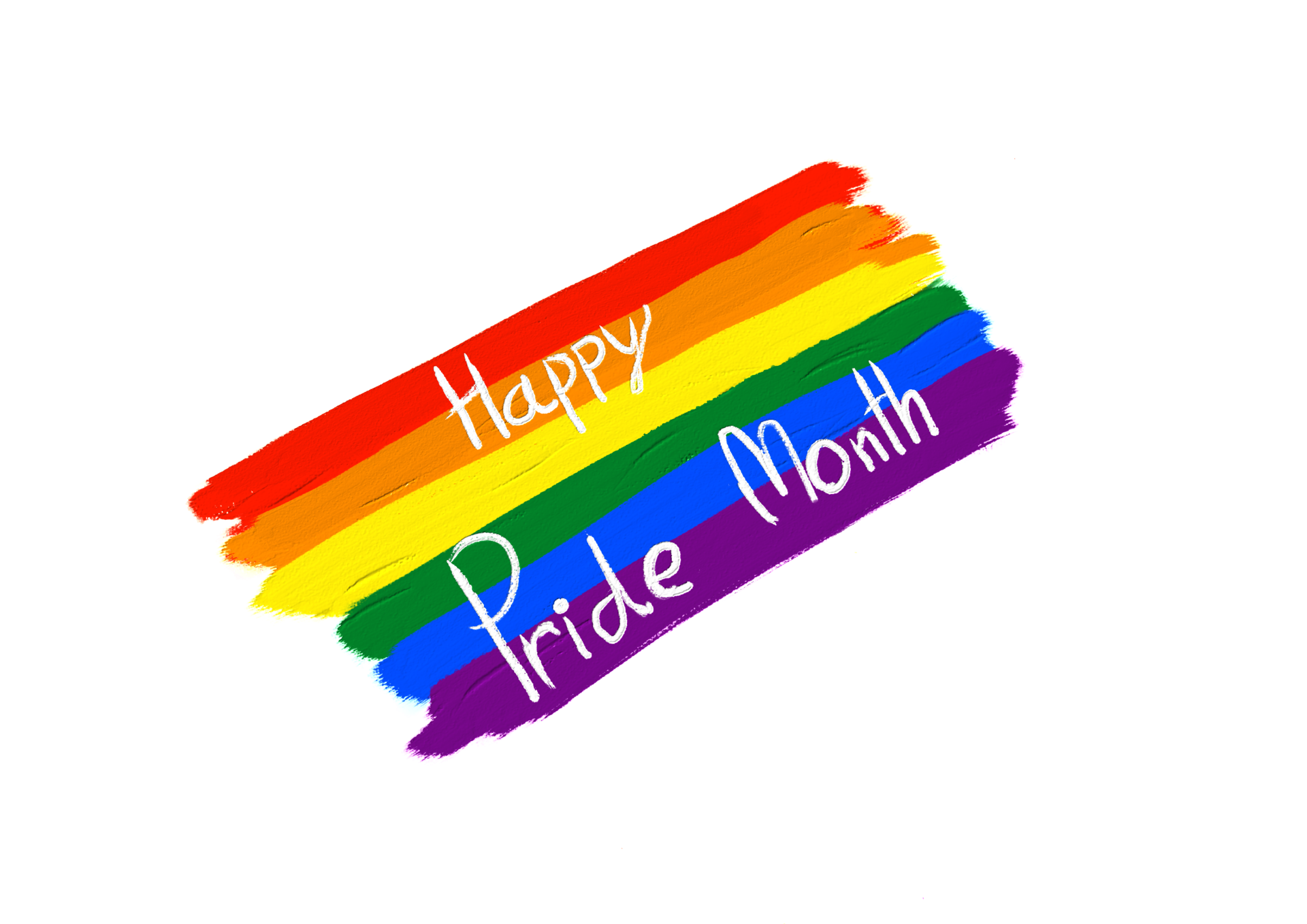 Rainbow Flag With Happy Pride Month Text Lgbt Pride Month Watercolor Texture Concept Png