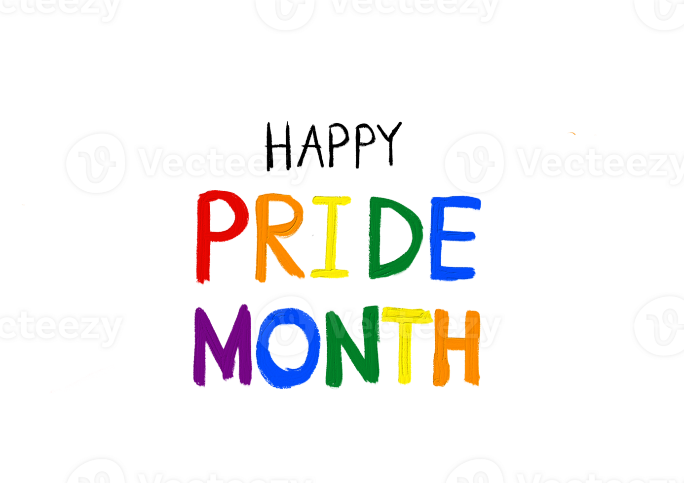 Rainbow  happy pride month text.LGBT  Pride month watercolor texture concept png. png