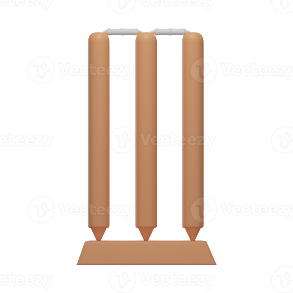 Brown Illustration of Wicket Stump Icon In 3D Render. png