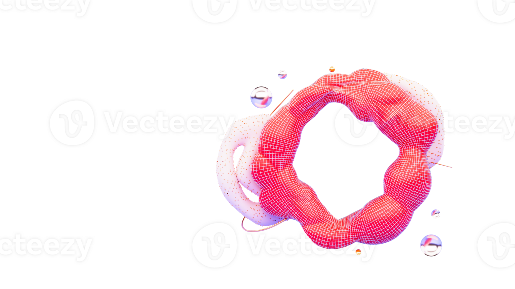 3D Render of Abstract Mockup Wireframe Frame With Shiny Balls and Wireframes. png