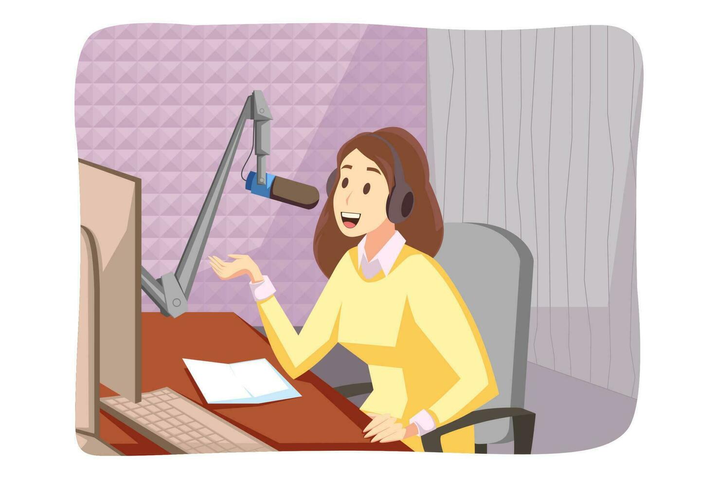 Podcasting, radio, blogging, media concept vector