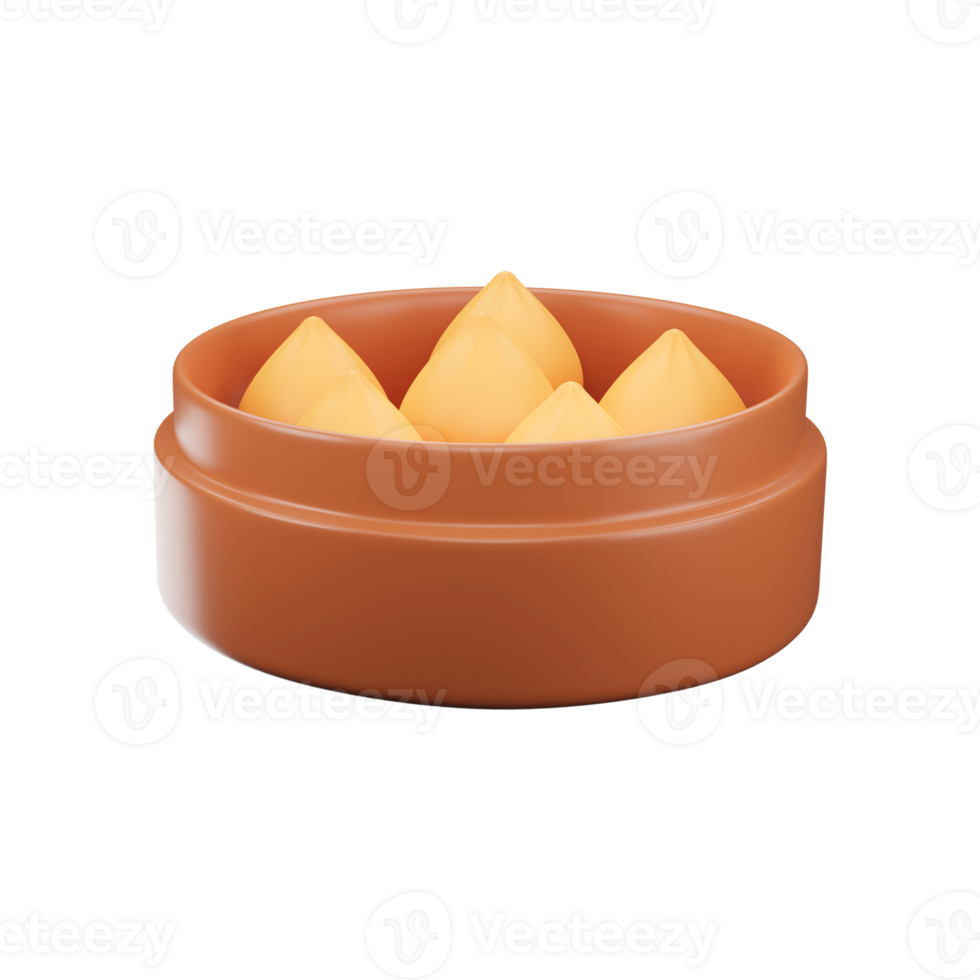 3D Style Dumpling Dish Pot Brown And Golden Icon. png