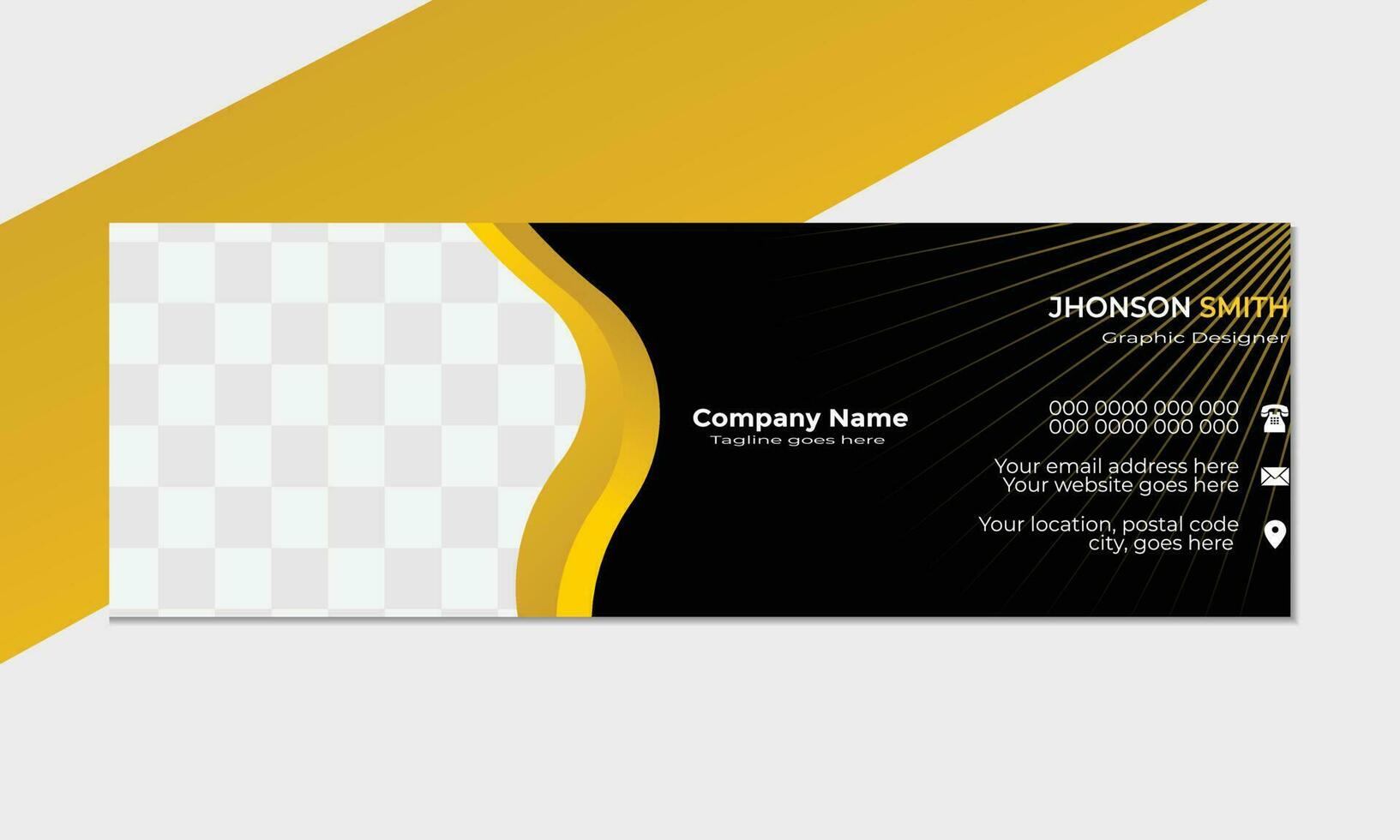 Luxuries modern email signature template design, simple and clean with black and gold color. vector