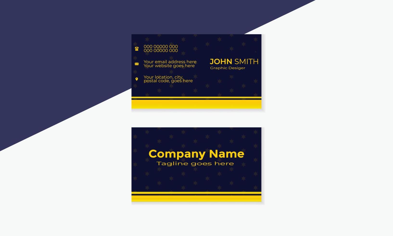 navy blue and golden color business card, simple design and vector