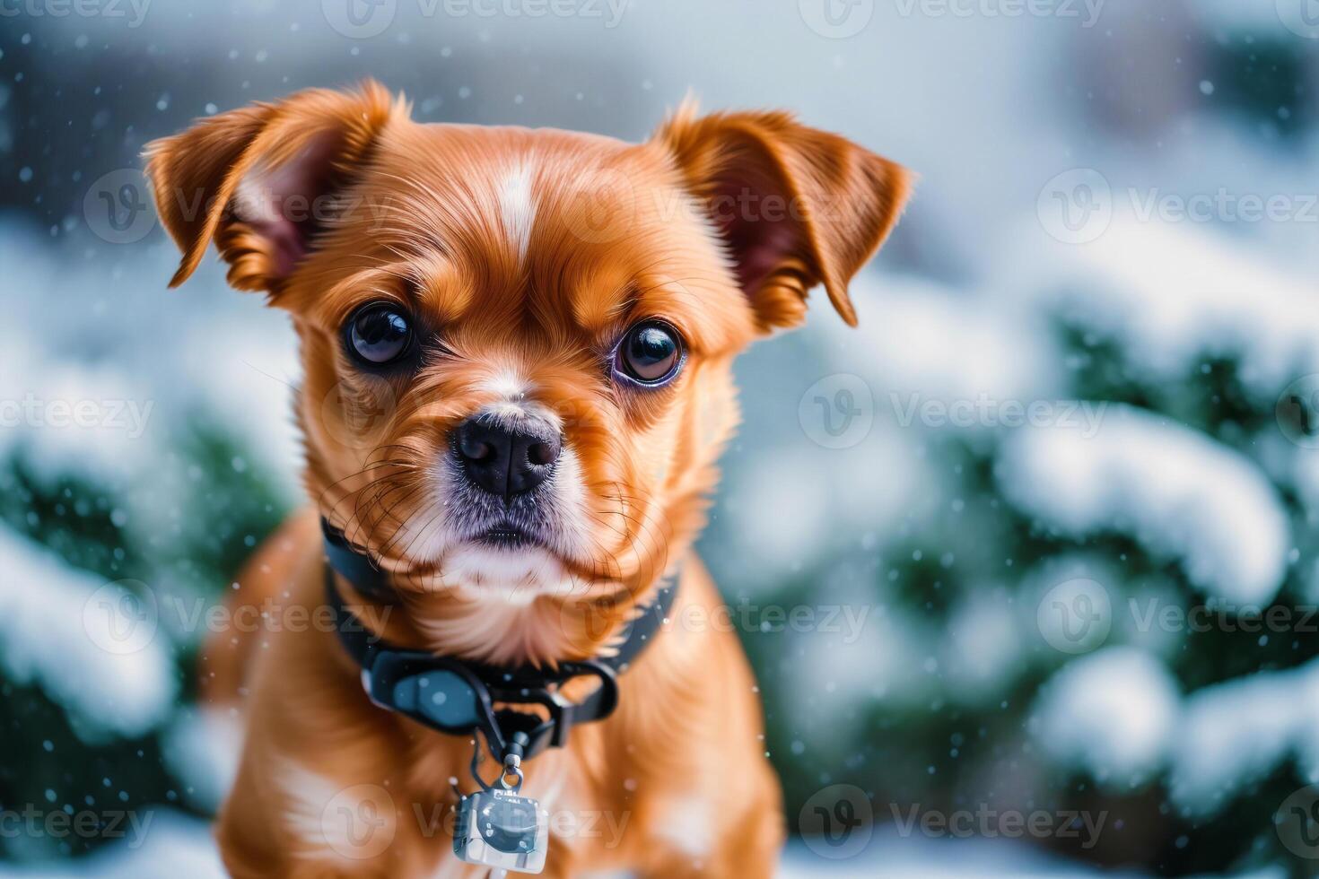 Funny English Toy Terrier dog in the autumn park. Black and brown color. photo