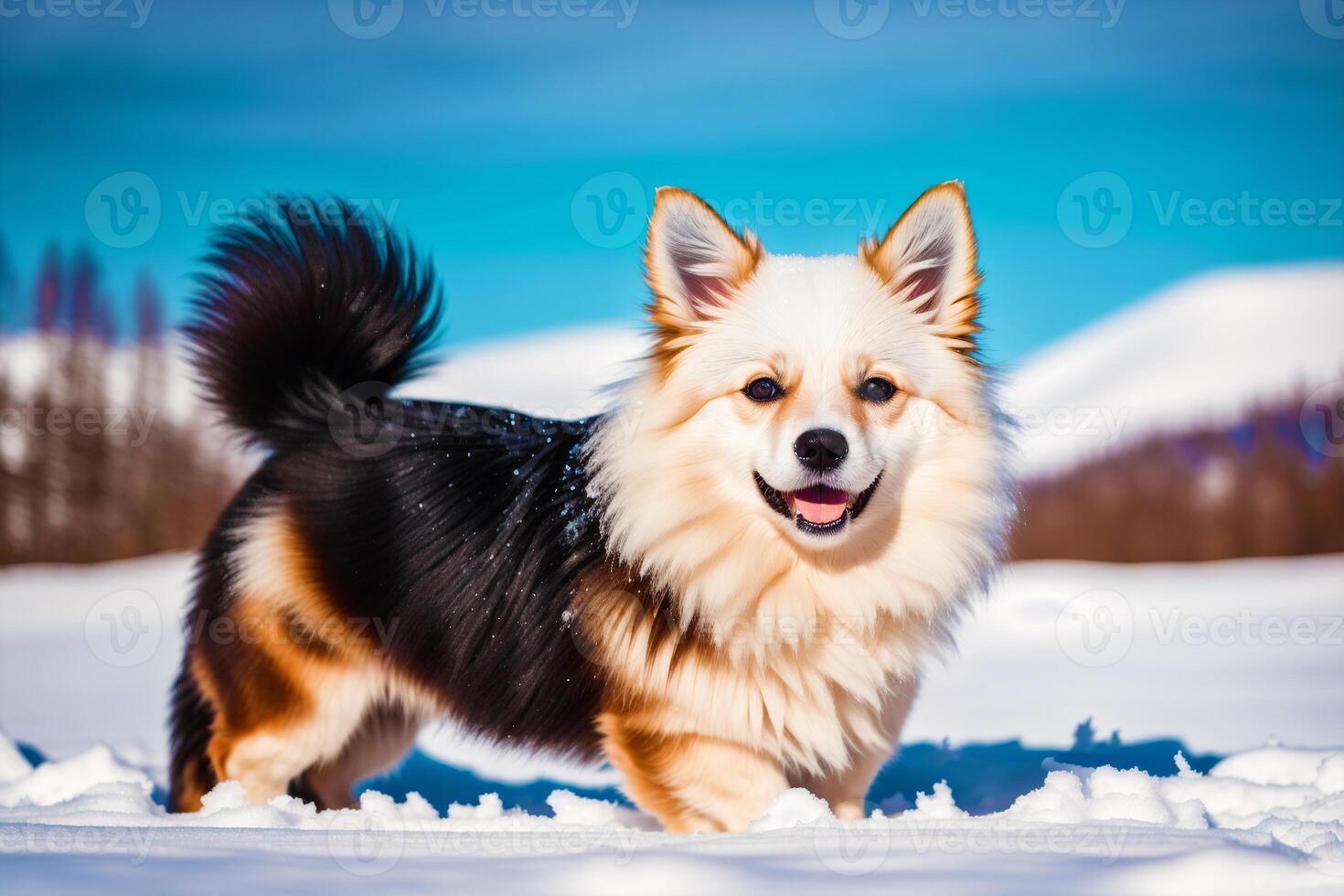 Cute German Spitz. Portrait of a beautiful German Spitz dog playing in the park. photo