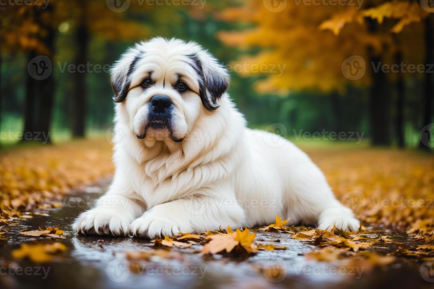 Santo Bernardo perro. retrato de un hermosa Santo Bernardo perro jugando en el parque. generativo ai foto