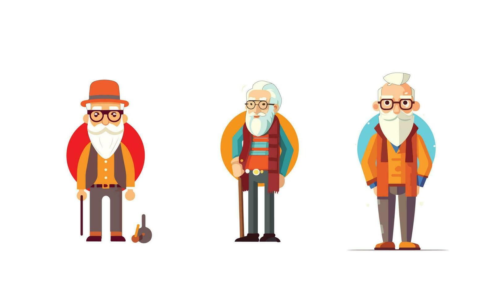 grandfather flat design icon set vector