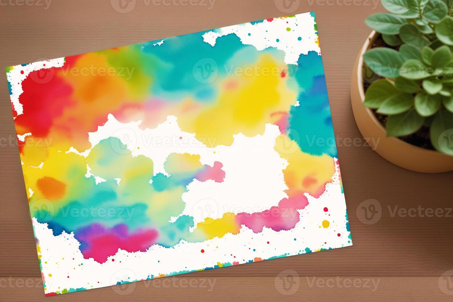 Childrens Day postcard. Childrens Day background. Watercolor paint. Digital art, photo