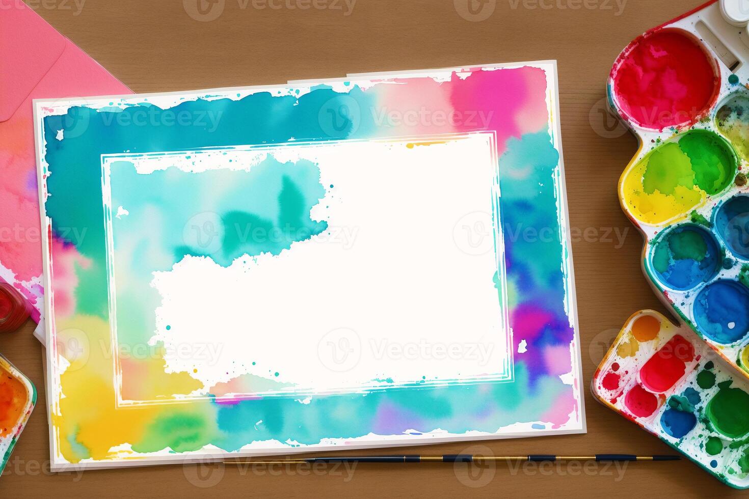 Childrens Day postcard. Childrens Day background. Watercolor paint. Digital art, photo