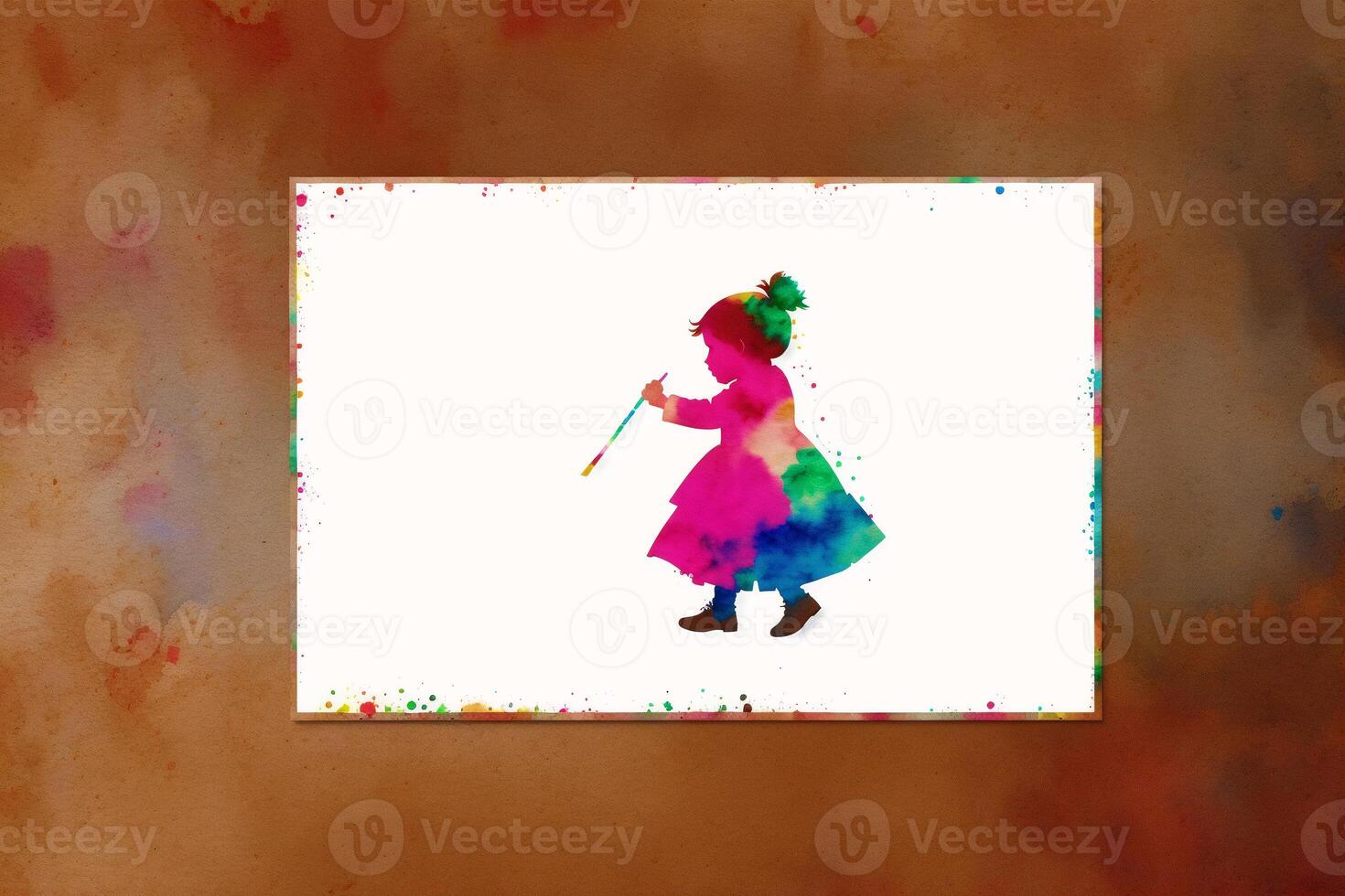 Childrens Day postcard. Childrens Day background. Watercolor paint. Digital art, photo