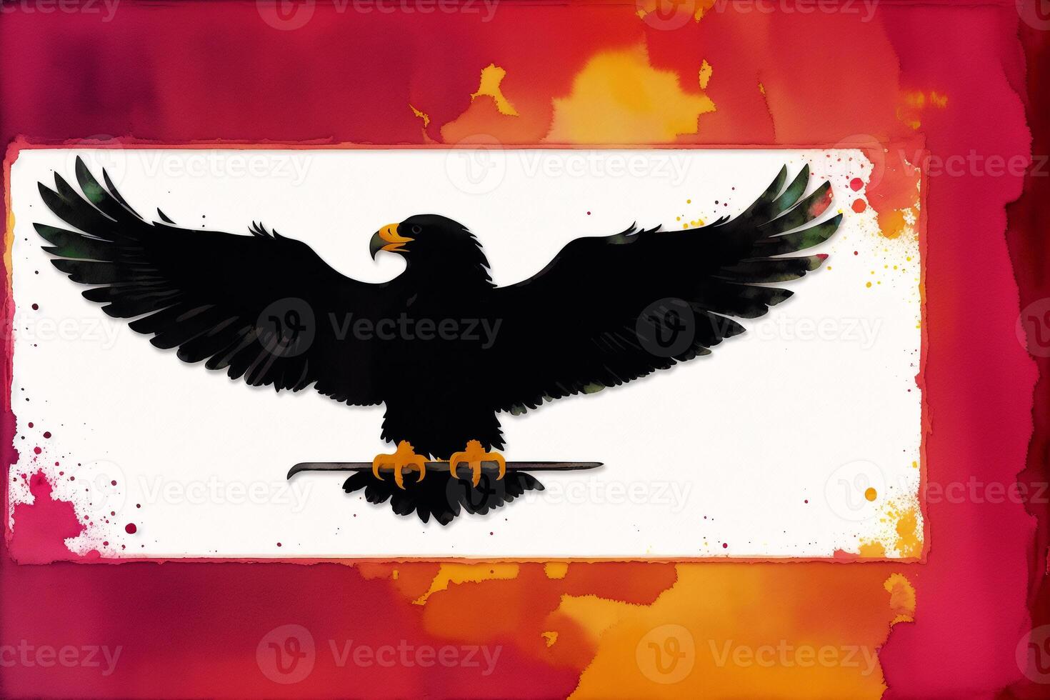 Illustration of an eagle on abstract watercolor background. Watercolor paint. Digital art, photo